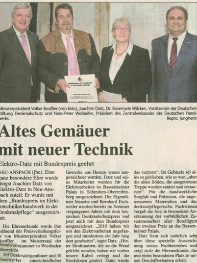 Elektro Datz erhält den Bundespreis in der Elektrotechnik